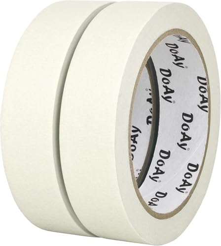 DOAY 2 Pack White Painters Tape - Masking Tape 1 Inch Wide - Multi-Surface, Smart Adhesion, Indoor & Outdoor - 180FT Total - Paint Tape for DIY, Labeling, Art, Car, General Purpose (#3910)