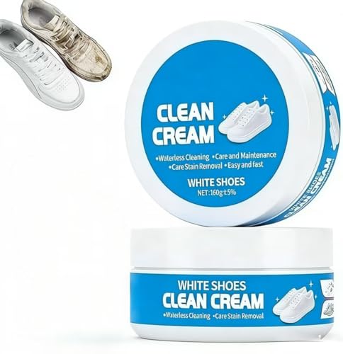 White Shoe Cleaner Cream Multipurpose No-Wash Solid Cleaning Paste with Sponge Removes Stains & Dirt Multipurpose White Shoes Clean Cream for Leather Sneakers Soles