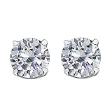 AoneJewelryIGI Certified 1.00 CaratsW Round White Diamond Solitaire Stud Earrings for Women In 14K W