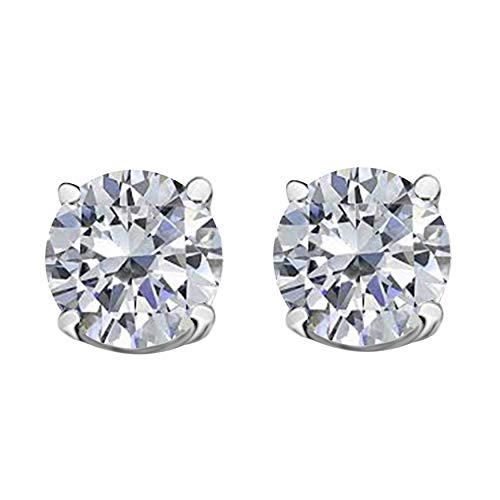 Aonejewelryigi Certified 1.00 Caratsw Round White Diamond Solitaire Stud Earrings For Women In 14K White Gold Prong-Setting Gemstone Wedding Jewelry Collection #TOP6