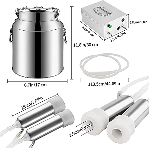 Ordeñadora eléctrica de acero inoxidable de 14 L, portátil, con bomba de vacío, para ovejas y cabras, ideal para uso doméstico y agrícola