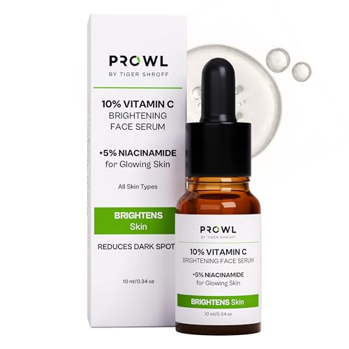 Image of PROWL by Tiger Shroff 10% Vitamin C Serum for Daily Glowing Skin | Reduces Dark Spots & Evens Skin Tone for Men | Face Brightening Serums for All Sensitive Dry Oily Combination Skin Care | 10ml