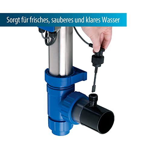 Blue Lagoon Tech UV-C 40 Watt, sorgt für klares Wasser, maximale Poolkapazität 40.000 Liter, empfohlener Durchfluss 11 m3 pro Stunde, maximaler Durchfluss 23 m3 pro Stunde, 2 Meter Kabel