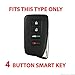 DOBREV ® Genuine Leather Cover 4 Button Keyless Entry Remote Fob Case Skin Protector for LEXUS 2012 2013 2014 2015 2016 17 18 19 ES250 ES350 ES300H GS350 GS450 NX300 ES300H 2019 NX300 Smart Remote Key