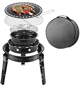 DNKMOR Portable Charcoal Grill, Foldable tabletop Outdoor 14 Inch - Barbeque Grill, Small BBQ Gri...