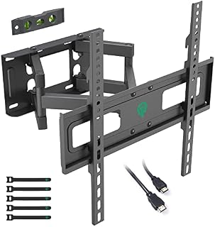 TIPTOP GEAR TV Wall Bracket for 32-60 Inch Flat & Curved TVs, Swivels Tilts Extends, Double Arm Full Motion TV Wall Mount Holds up to 45kg, Max. VESA 400x400mm, Includes HDMI Cable, 5 Cable Ties