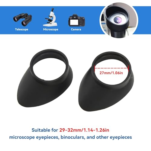 2PCS Binocular Eye Cups, Binocular Eye Cups Replacement 27mm Inner Diameter Foldable Binocular Rubber Eyepiece Eye Guards Cups(Cups are not Curve Around Your face)