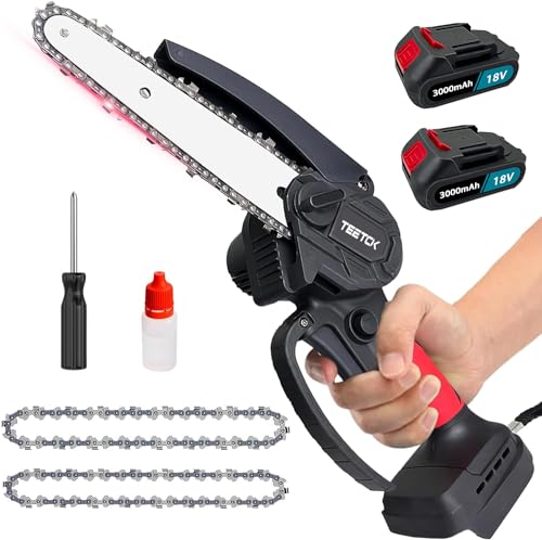 Mini Chainsaw Cordless for Makita 18V Battery 6-Inch Mini Electric Chainsaw with 2 * 3000mAH Battery Handheld Small Chainsaw for Garden Courtyard Branch Wood Cutting