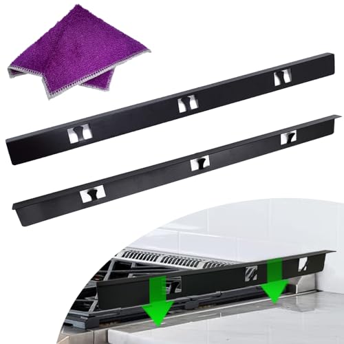 Stove Gap Cover Aluminum Stove Guard - Won't melt and burn like silicone Kitchen Stove Countertop Gap Cover Stove Side Guard (Black 23.4in)