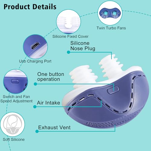 Anti Snoring Devices, Sleep Apnea Devices, Mini Anti Snoring Sleep Aid, Comfortable Variable Speed Stop Snoring Machine with Double Eddy Current, Suitable Solution for Men and Women Snoring