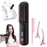 Numoya Go Brush Pro Cordless Portable Straightener, Hair Gobrush Pro Rechargeable Straightener Hot Comb Fast Heating for Travel and Everyday Use(Black1)