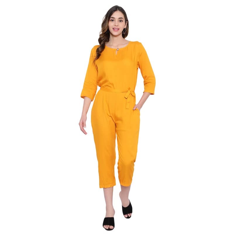 Image of Women's Knee Length Full sleeves jumpsuit (multicolor)