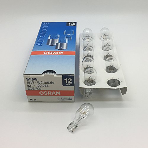 Osram 921 W16W (955) 12 V 16 W Glühbirne Bremslicht Blinklicht Rückfahrlicht 10 Stück