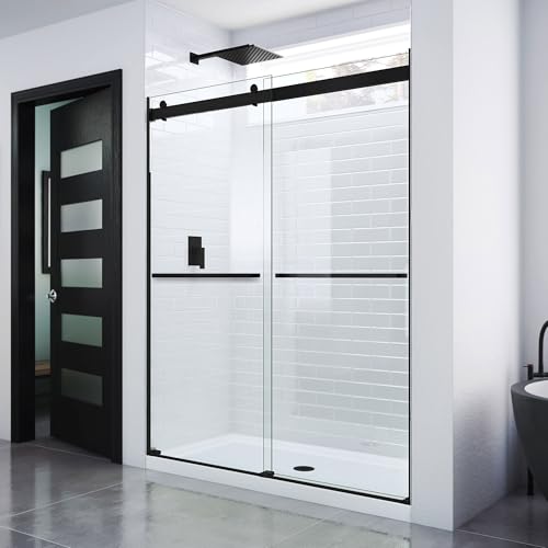 DreamLine Essence 44-48 inch W x 76 inch H Frameless Bypass Shower Door in Matte Black - Thumbnail 2