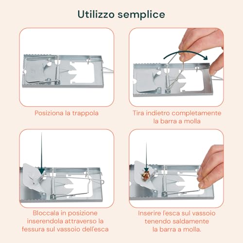 Avilia Set 2 Trappole Per Topi In Metallo - Perfette Per Interno O Esterno Casa - Ecologiche E Riutilizzabili - Resistono A Condizioni Atmosferiche Difficili - Facili Da Usare E Da Pulire - 8
