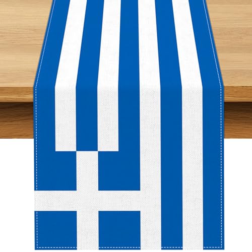 Buxiuer Greek Flag Table Runner Greek Mythology Party Decoration Greece Birthday Dining Room Home Kitchen Table Decor