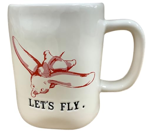 Rae Dunn Disney Dumbo Ceramic Mug, White, Red Interior