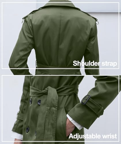 Image of Pantete Men's Double Breasted Trench Coat Oversized Windbreaker Long Jacket