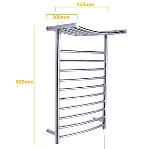 Seconda immagine Electric Heated Towel Rack Bathroom Drying Rack 80W One Button Waterproof Power Switch Modern Minimalist Mirror Polished Stainless Steel Rack