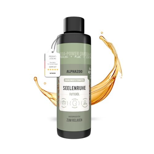 alphazoo Seelenruhe Futteröl für Katzen 250ml - Leinöl kaltgepresst mit Baldrian & Hopfen - Omega-3 Omega-6 Fettsäuren - Futterergänzung ohne künstliche Zusätze - für Tierarzt Umzug Silvester