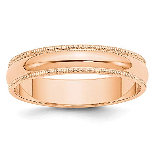 Solid 10K Rose Gold 5Mm Milgrain Plain Classic Dome Wedding Band Ring Size 7.5 #TOP12