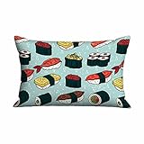 Mugod Throw Pillow Cover Colorful Japanese Food Sushi,Cushion Covers Pillowcase for Sofa Couch Bed Chair 20x30 Inches