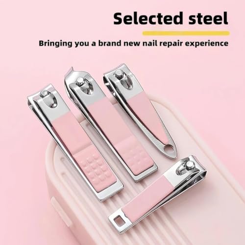Image of Manicure Kit, Nail Cutter Kit Set - Stainless Steel Nail Clippers Set for Fingernails & Toenails - Sharp Grooming Tools for Men & Women - Compact Travel-Friendly Manicure Pedicure Set (pink 14 in 1)
