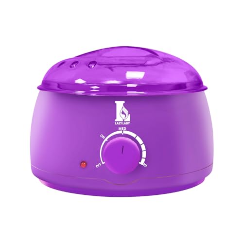 LAZY LADY Calentador de Cera Depilatoria Profesional - Máquina de Cera Eléctrica de 500ml para Depilación en Cara, Brazos, Axilas, Piernas y Bikini (Violeta)