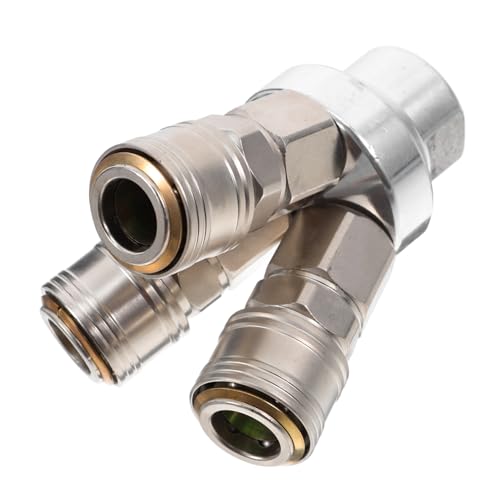iplusmile 3 Conector Neumático Drenar Kit De Manguera De Aire Vacío Tres Regulador Carro Bomba Freno Comprimir Sin Cable Compresor De Aire Saltar Recargable Auto Inflable Inicio Silver Acero