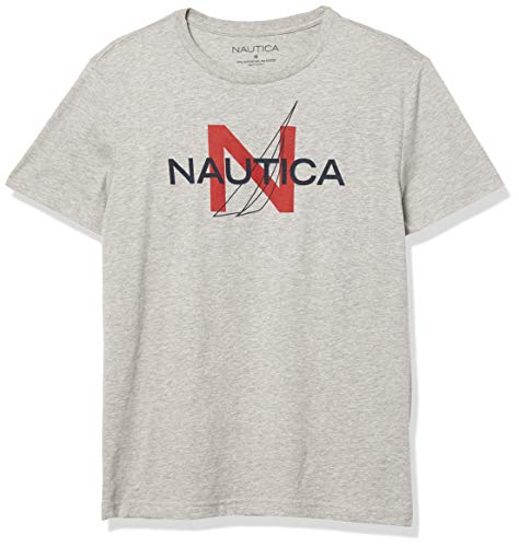 Nautica Men's Short Sleeve 100% Cotton Nautical Series Graphic Tee, Grey Heather, X-Large