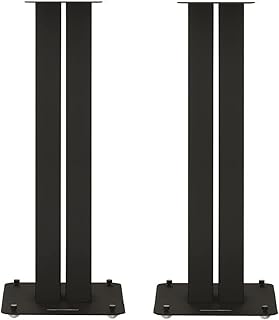 Bowers & Wilkins STAV 24 S2 Speaker Stands (Pair) - Premium Metallic Construction, Compatible with 606 S2 & 607 S2 Bookshelf Speaker, Adjustable Rubber & Spike Feet, Optimum Safety & Stability, Black