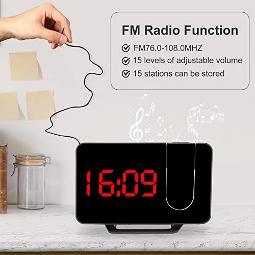 Zoos Projection Alarm Clock Radio, Digital Alarm Clock With Usb Charger/Projection On Ceiling, Loud Dual Alarm Clock, Simple Projector Alarm Clock For Heavy Sleepers Bedroom Bedside #TOP5