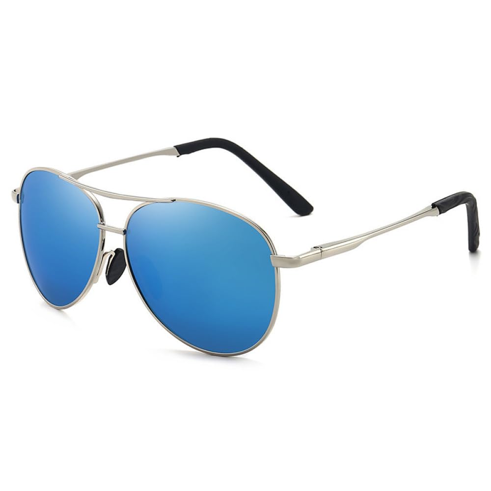 2024 Vintage okulary przeciwsłoneczne pilotki mężczyźni kobiety jazda wędkarstwo odkryty wycieczka na plażę lotnictwo okulary przeciwsłoneczne metalowa rama klasyczny Hipster UV400, srebrny niebieski