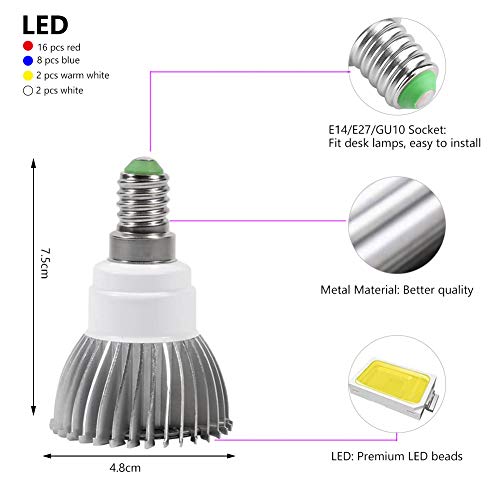 28 W 28 LED groeilamp volledig spectrum met 7 golflengtes tuinbouw lamp AC 85 – 265 V voor planten, bloemen en groenten… - Image 6