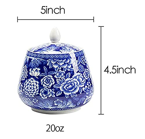 Recipiente de cerámica azul y blanco 123Arts con tapa sellada para café 3