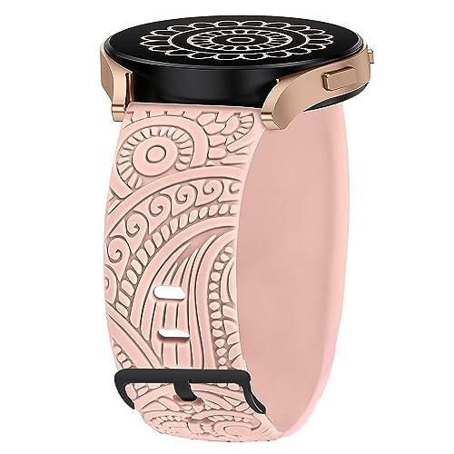 Blueshaweu for Sekonda Smart Watch Soft Silicone Boho Engraved Fall Floral Sport Silicone Fancy Designer Flower Replacement Straps Compatible for SEKONDA Flex,Flex Plus/Motion,Motion Plus (Pink)