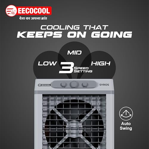 Image of EECOCOOL Syros 120 L Desert Air Cooler for Home with Honeycomb Cooling Pads, Auto Swing & Water Level Indicator | Inverter Compatible & | 1 Year Warranty