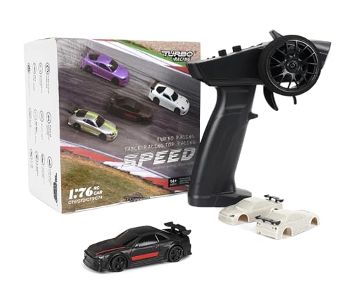 Image of Turbo Racing 1:76 Scale RC Sport Car, Table Racing 2.4GHZ Remote Control Mini Model Car with Full Proportional RTR for Adults Toys (C74-Black)