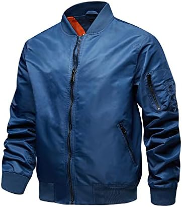 TLZC Men's Windproof Flight Bomber Jacket Waterproof Military Jacket (Blue, Small)