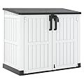 LHBGO Outdoor Storage Shed 36 Cu. Ft.Horizontal Garden Storage Extra Large Capacity Weather Resistant Storage Box, Lockable Resin Waterproof Shed for Bike, Garbage Cans, Lawnmowe, Garden Tools