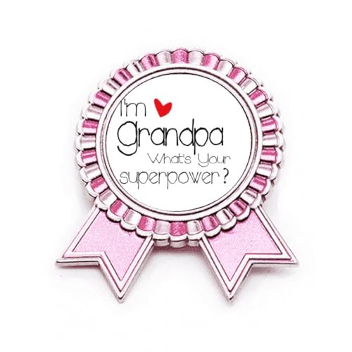 Broche Grandpa Superpower rose en métal cadeau fête des grands-pères