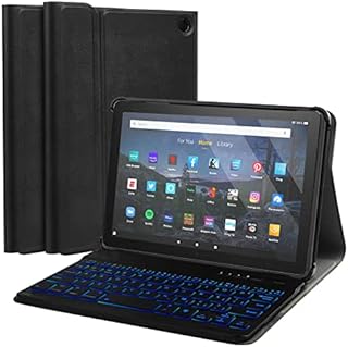 FunYaung Fire HD 8 Keyboard Case Compatible for Amazon Kindle Fire HD 8/HD 8 Plus(2020 Release, 10th & 2022 Release, 12th), with 7 Colors Backlit Detachable Keyboard & Protective Cover