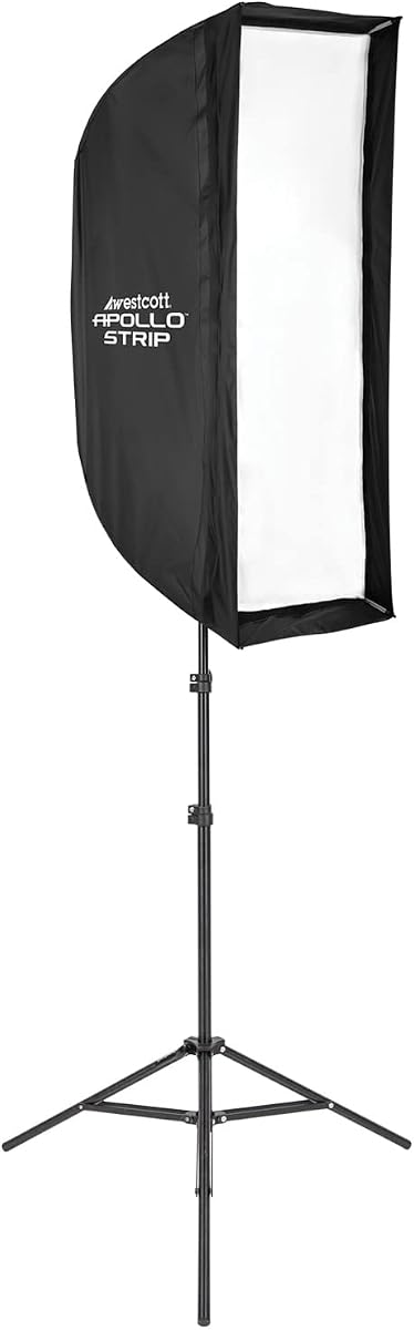 Westcott Apollo Strip (12” x 36”) Light Modifier Kit with Quick Open Apollo Softbox, 8' Light Stand, Speedlight Flash Mount, and Travel Case