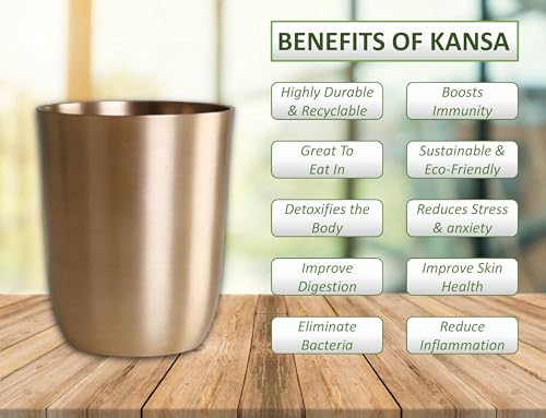Image of SPS International Pure Kansa(Bronze) Glass Tumbler(1Piece) Perfect for Water Juice Milk tea coffee Beverage Serving. Gift for your loved once on special occasions and festive. Charm your dinning area.