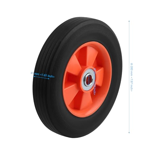 Image of 4 Pack 8 Inch Solid Rubber Replacement Wheels, Flat Free Hand Truck Tires with 5 /8 Inch Axle Hole, Hand Truck Replacement Wheels for Cart, Wagons, Wheelbarrow, Dolly, Trolley, 176 lbs Max Load