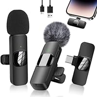 Kabelloses Lavalier Mikrofon für iPhone iPad, Lavalier Mikrofon Wireless, Drahtlose Mikrofone, Lavalier Mikrofon Kabellos für iPhone/iOS/Android/PC/Laptop,Videoaufnahme/LiveStream//TikTok/YouTube