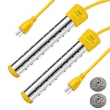 Treela 2 Pcs Immersion Water Heaters Portable Electric Submersible Pool/Hot Tub Heater with 304 SS for Bathtub, Bucket, Basin 5 Gallon Water in Minutes(Yellow,2000W)