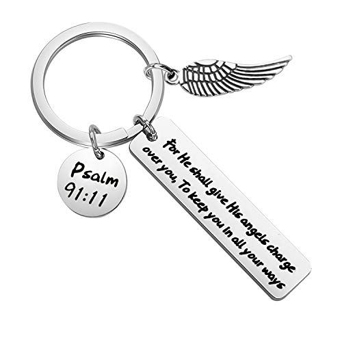 CENWA For He Shall Give his Angels Charge Over you Keychain Psalm 91:11 Gift