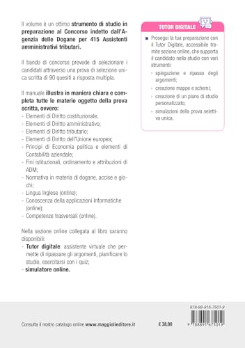 Concorso Agenzia Dogane E Monopoli 2025 - 415 Assistenti Amministrativi Tributari. Prova Selettiva Unica. Teoria E Test - 2