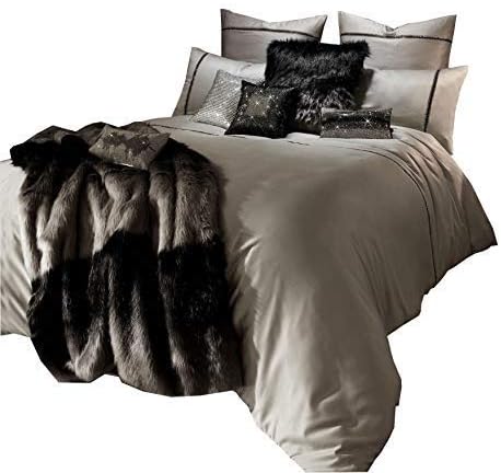 KYLIE MINOGUE Messina Mist Grey Diamante Satin 200TC Double 11 Piece Bedding Set